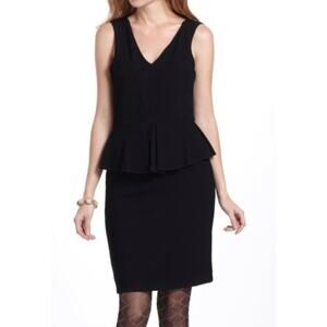 Ganni Anthropologie Miss Marpel Peplum Dress Size S Black Knit Sheath Cocktail